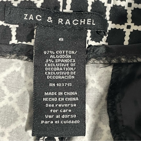 Zac&Rachel Women Pants White Black Pattern Size 6 Stretch Capri Style Dress Pant - Picture 3 of 7